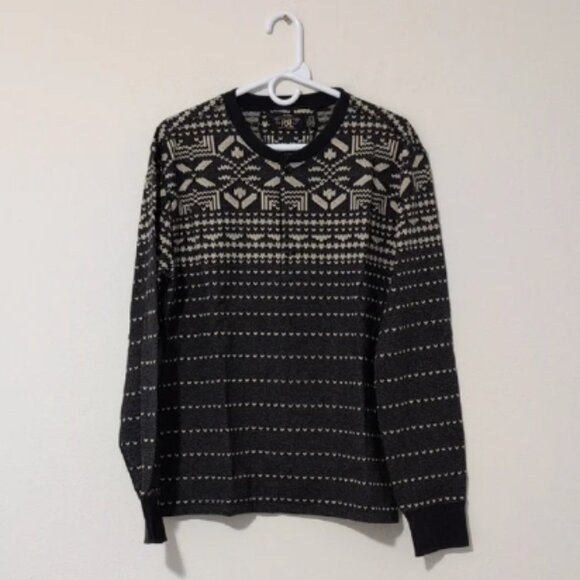 RLX Ralph Lauren Black and Cream Crewneck Sweater Nordic Design - Picture 1 of 9